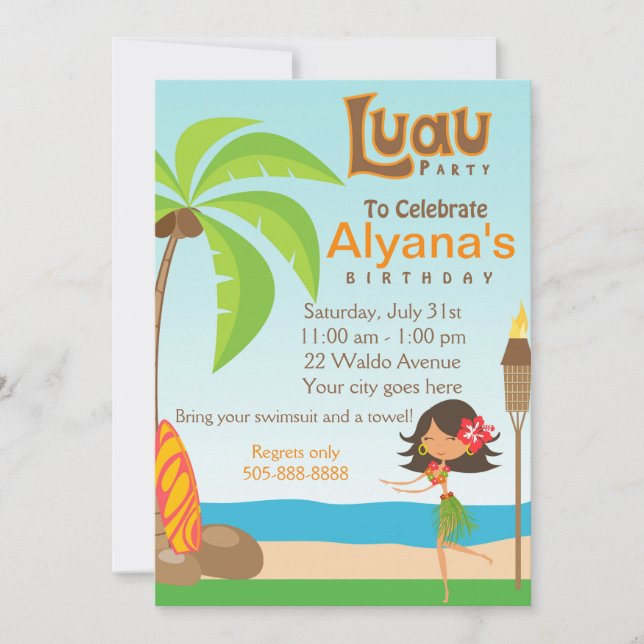 Carte d'invitation pour la fête d'anniversaire de  (Devant)