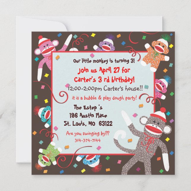 Carte d'invitation pour la fête d'anniversaire de  (Devant)