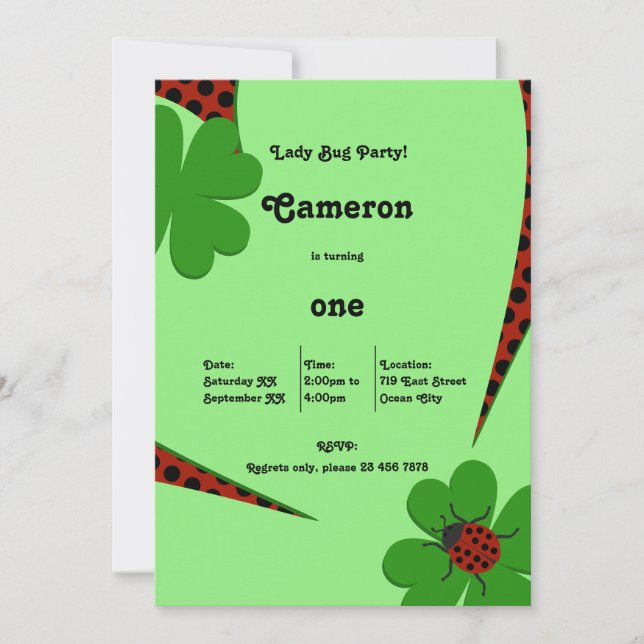 Carte d'invitation pour la fête d'anniversaire de  (Devant)