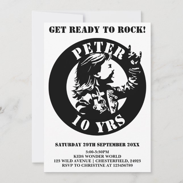 Carte d'invitation pour la fête d'anniversaire Roc (Devant)