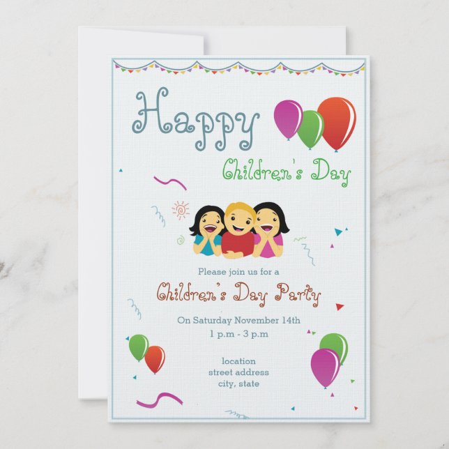 Carte d'invitation pour la fête des enfants (Devant)