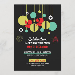 Carte d'invitation pour la fête du Nouvel An