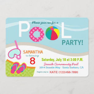 Carte d'invitation pour la fête du pool