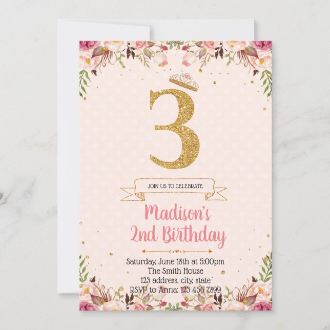 Carte d'invitation pour la fête du troisième anniv (Devant)