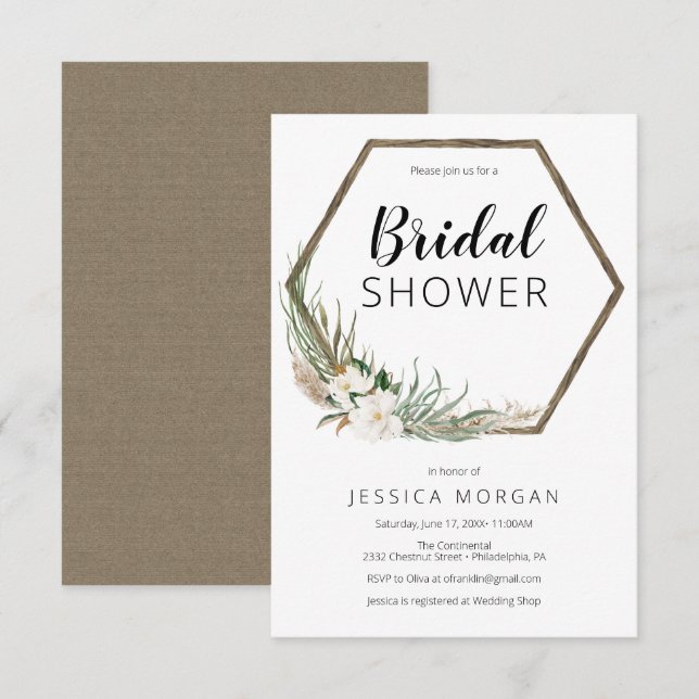 Carte d'invitation pour la nuptiale de Wreath de B (Devant / Derrière)