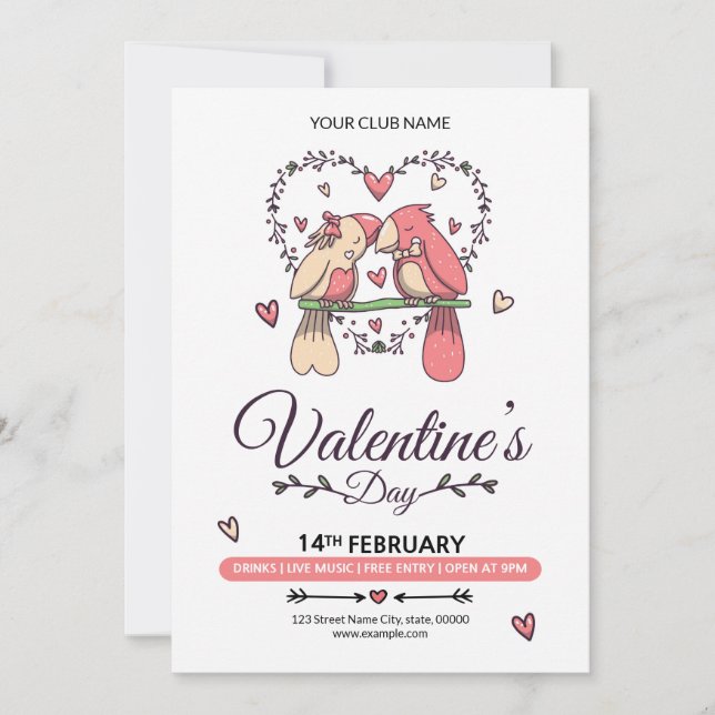 Carte d'invitation pour la Saint-Valentin (Devant)