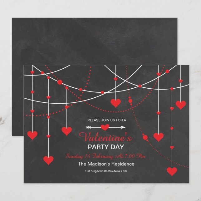 Carte d'invitation pour la Saint-Valentin (Devant / Derrière)