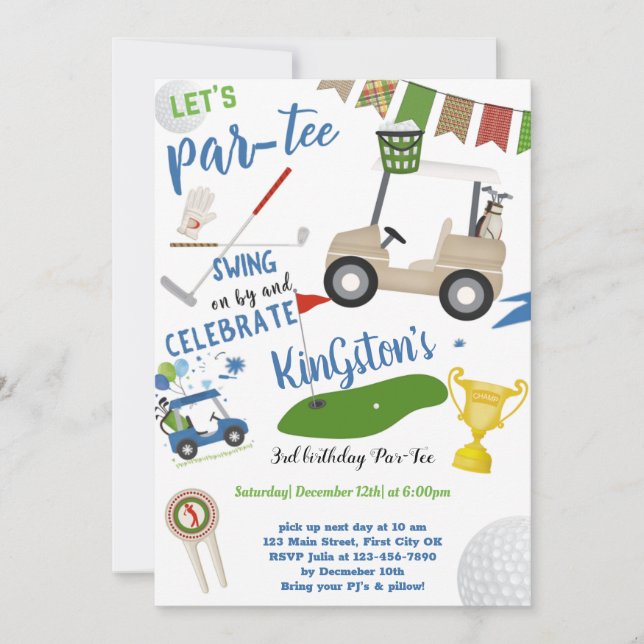 Carte d'invitation pour l'anniversaire de parachut (Devant)