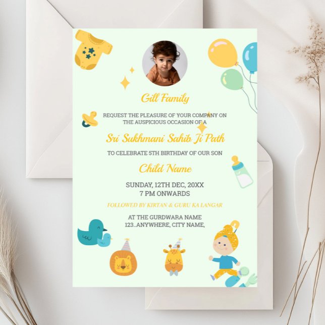 Carte d'invitation pour l'anniversaire de Sikh, Su (Créateur téléchargé)