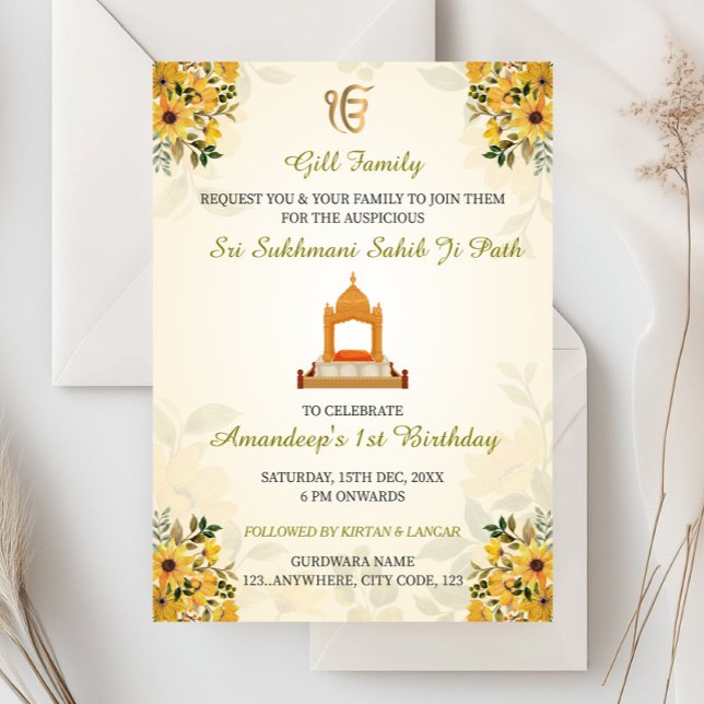 Carte d'invitation pour l'anniversaire de Sikh, Su (Créateur téléchargé)
