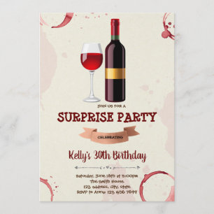 Carte d'invitation pour l'anniversaire du vin