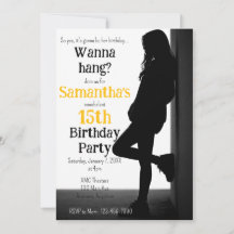 Carte d'invitation pour l'anniversaire d'une adole