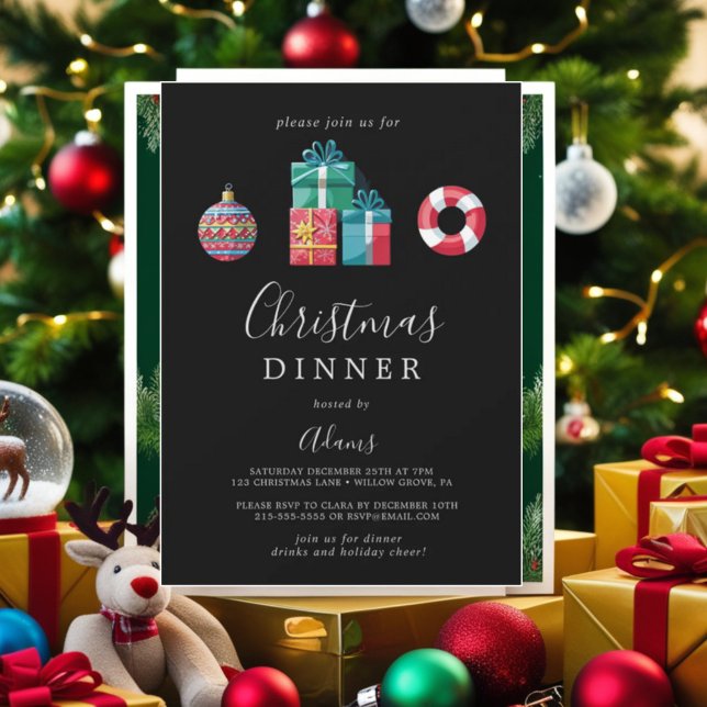 Carte d'invitation pour le dîner de Noël - 25 déce (Créateur téléchargé)