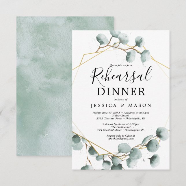 Carte d'Invitation pour le dîner de répétition Euc (Devant / Derrière)