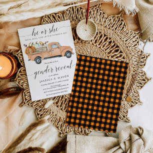 Carte d'invitation pour le petit camion Citrouille