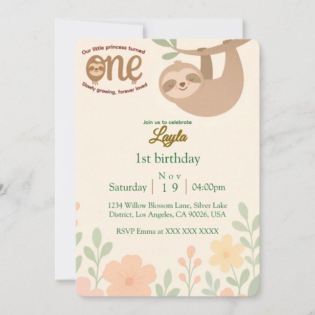 Carte d'invitation pour le premier anniversaire -  (Devant)