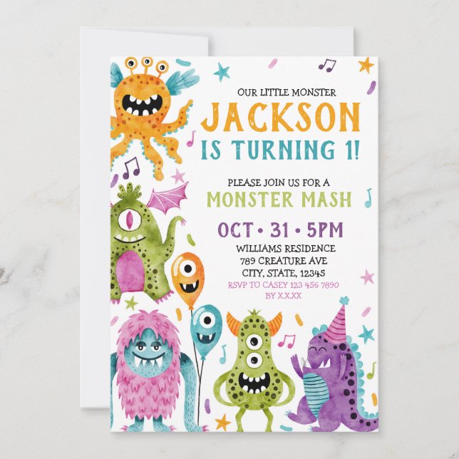 Carte d'invitation pour le premier anniversaire de (Devant)
