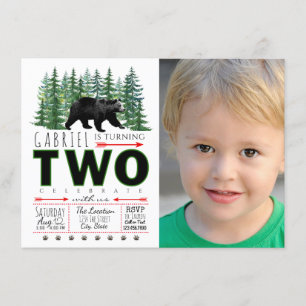 Carte d'invitation pour les 2 ans d'un garçon avec