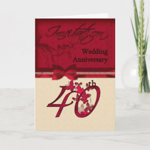 Carte d'invitation pour les 40 ans de mariage