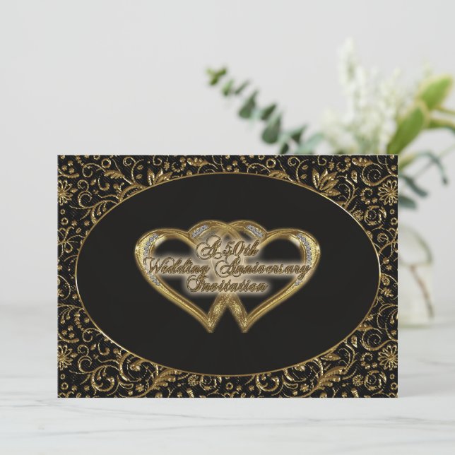 Carte d'invitation pour les 50 ans de mariage (Debout devant)