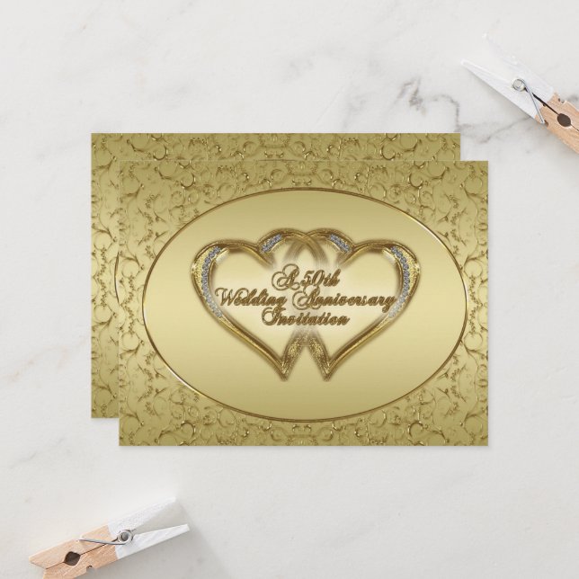 Carte d'invitation pour les 50 ans de mariage (Devant/Arrière en situation)