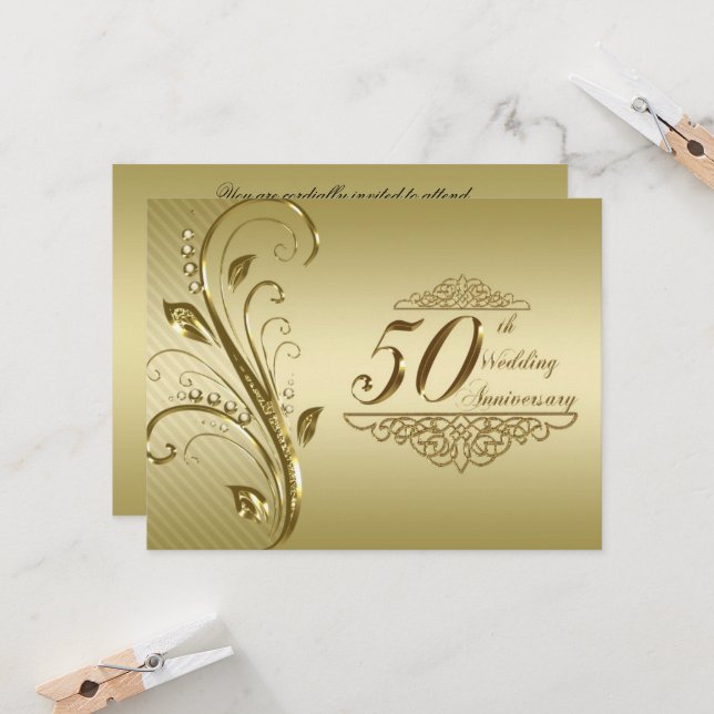Carte d'invitation pour les 50 ans de mariage (Devant/Arrière en situation)