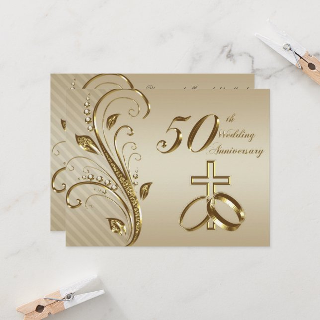 Carte d'invitation pour les 50 ans de mariage (Devant/Arrière en situation)
