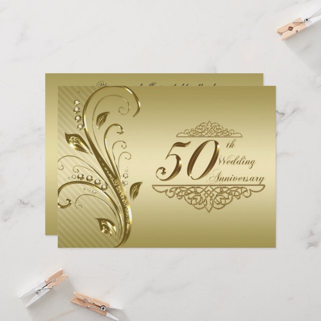 Carte d'invitation pour les 50 ans de mariage (Devant/Arrière en situation)