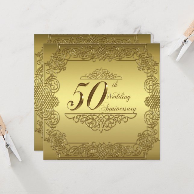 Carte d'invitation pour les 50 ans de mariage (Devant/Arrière en situation)
