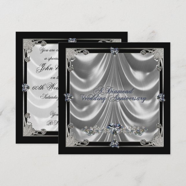 Carte d'invitation pour les 60 ans de mariage (Devant / Derrière)