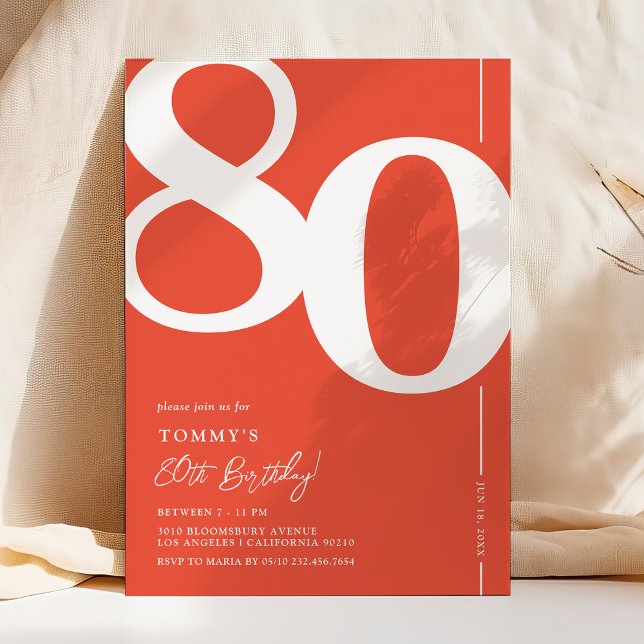 Carte d'invitation pour les 80 ans fête anniversai (Créateur téléchargé)