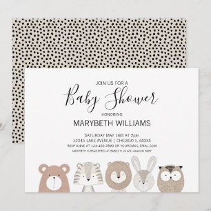 Carte d'invitation pour les animaux mignons Baby s