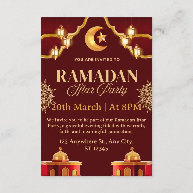 Carte d'invitation pour l'Iftar de Ramadan (Devant)