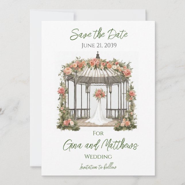 Carte d'invitation pour mariage sous gazebo (Devant)