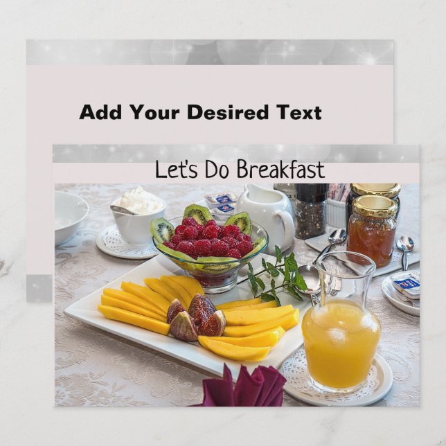 Carte d'invitation pour petit déjeuner (Devant / Derrière)