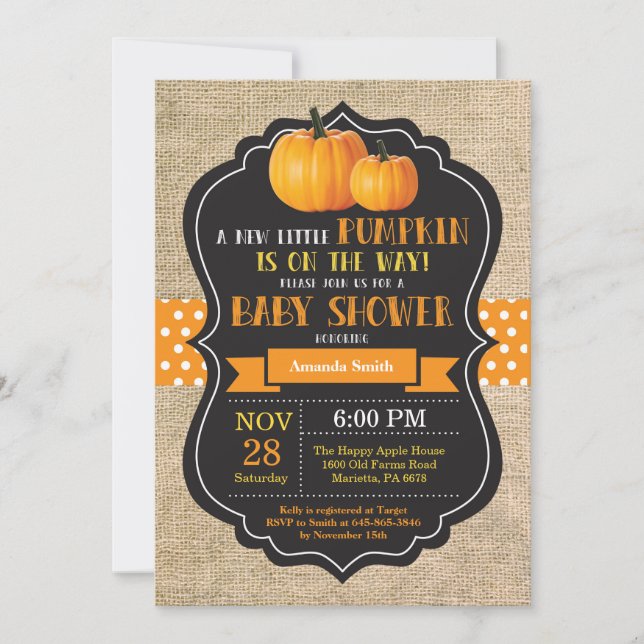 Carte d'invitation pour petits Baby showers Citrou (Devant)