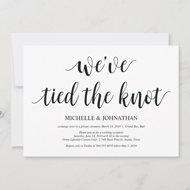 Carte d'invitation pour réception de mariage intim (Devant)