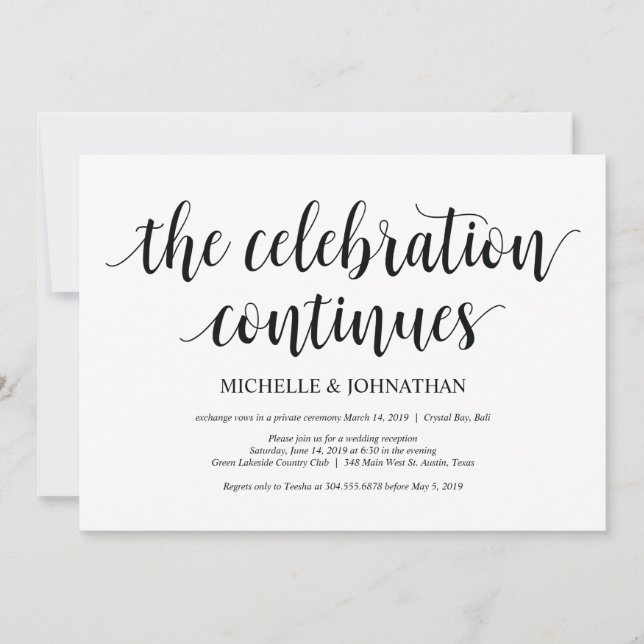Carte d'invitation pour réception de mariage intim (Devant)
