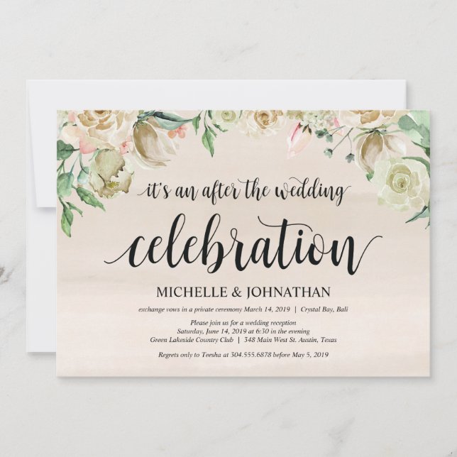 Carte d'invitation pour réception de mariage print (Devant)