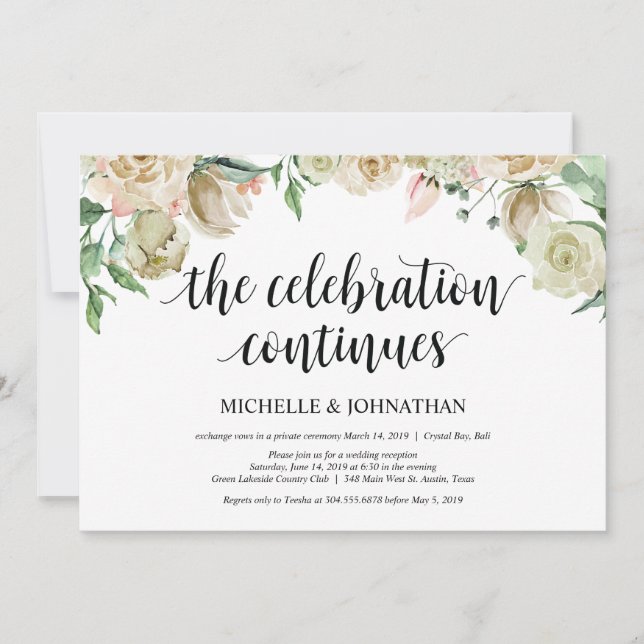 Carte d'invitation pour réception de mariage print (Devant)