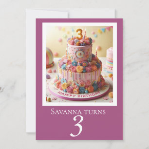CARTE D'INVITATION POUR UN ANNIVERSAIRE DE 3 ANS