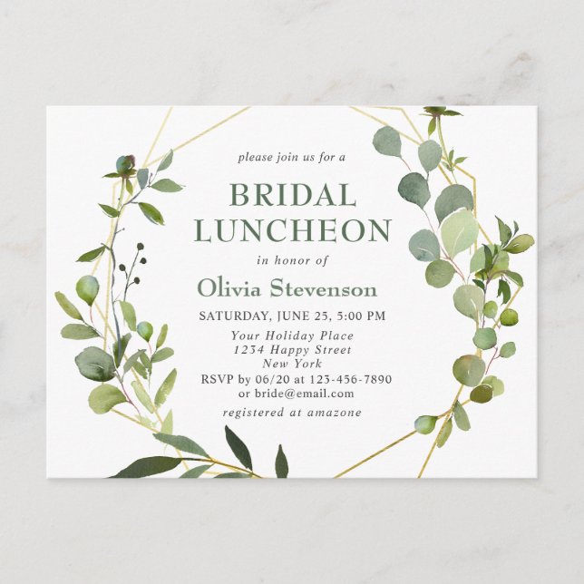 Carte d'invitation pour un déjeuner nuptial modern (Devant)