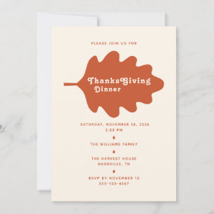 Carte d'invitation pour un dîner de Thanksgiving m