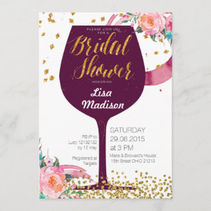 Carte d'invitation pour une douche nuptiale à vin 