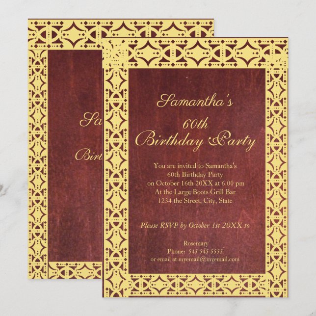 Carte d'invitation pour une fête d'anniversaire de (Devant / Derrière)
