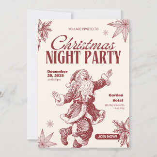 Carte d'invitation pour une fête de Noël avec un j