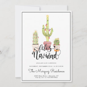 Carte d'invitation pour une fête de Noël Cactus   