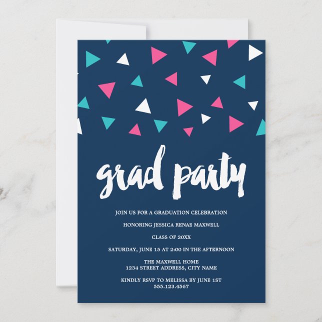 Carte d'invitation pour une fête de remise de dipl (Devant)