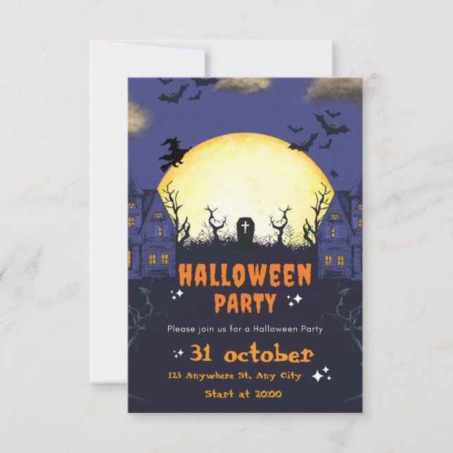 Carte d'invitation pour une soirée Halloween effra (Devant)