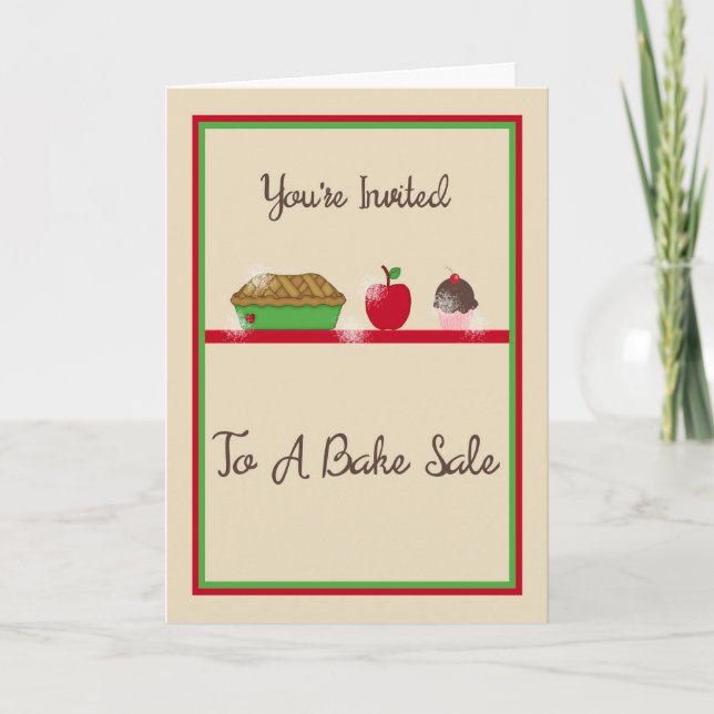 Carte d'invitation pour une vente de gâteaux (Devant)